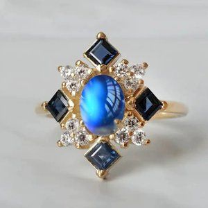 Moonstone and Square Rhinestones